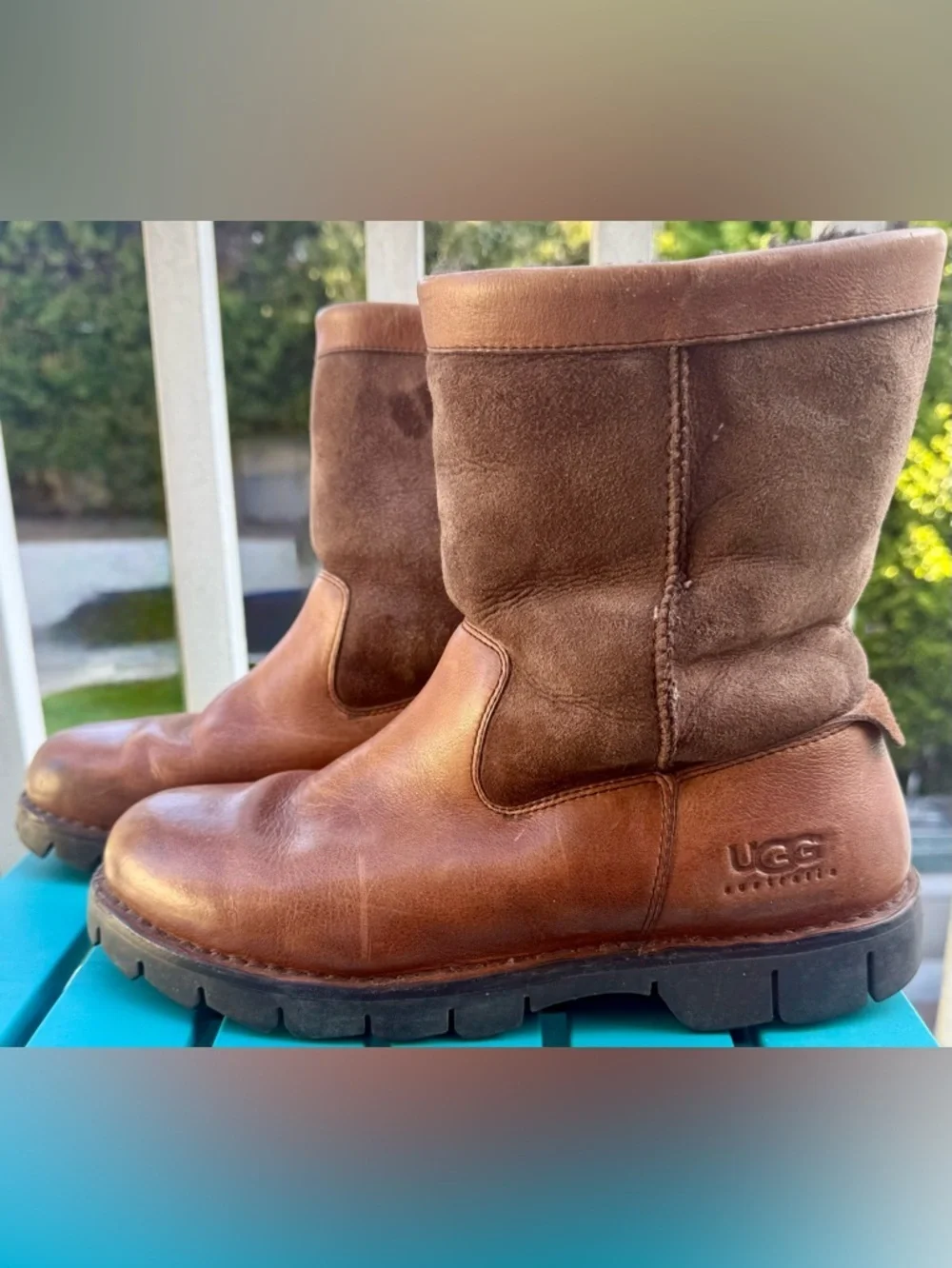 🧥 UGG Australia Beacon Men’s Brown Leather Sheepskin Boots Sz 11